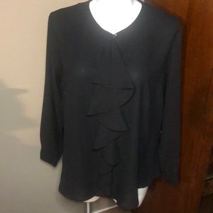 Nine West Long sleeve ruffled front blouse.